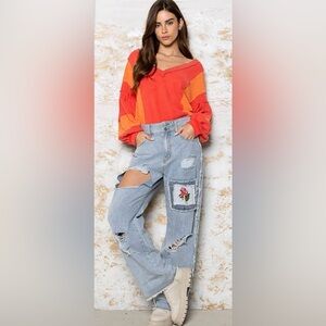 POL | Anthropologie | Raw Edge Color Block Sweater